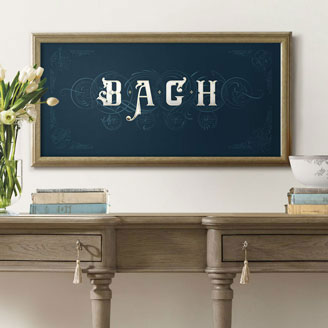 On The Theme of B.A.C.H Bach Art of Fugue Gilded with 24k Gold Poster in Navy Blue Artprint Design Buy Wall Art
