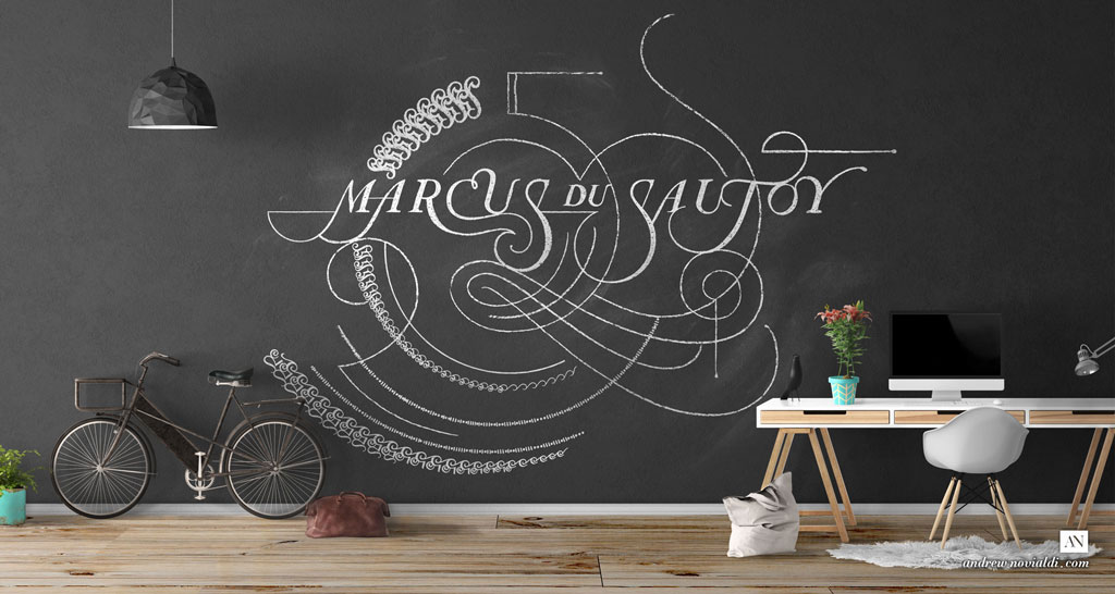 Artistic Mathematical Diagram Design Drawn With Chalk and Black Wall